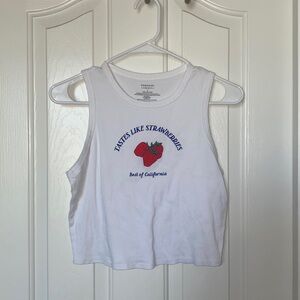 White Strawberrry Cropped Tank